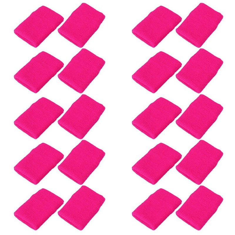Mallofusa 10 Pack Colorful Sports Basketball Football Absorbent Wristband Party Outdoor Activity (Rose) Standard - Image 1